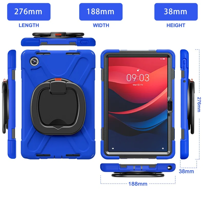 For Lenovo Tab M11 / Xiaoxin Pad 11 2024 TB-330FU 331FC Case Kickstand PC+Silicone Tablet Cover - Blue+Black