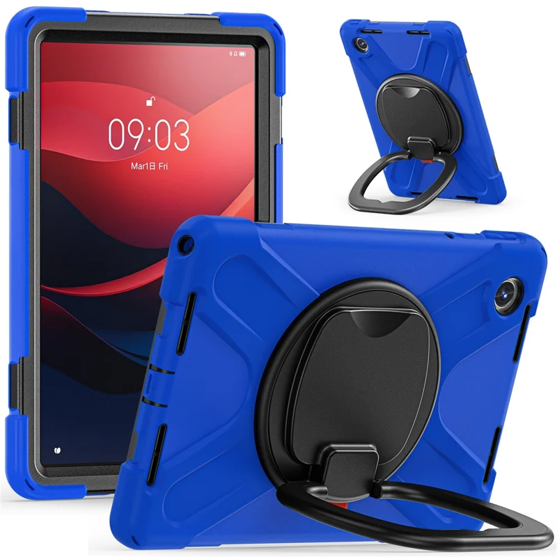 For Lenovo Tab M11 / Xiaoxin Pad 11 2024 TB-330FU 331FC Case Kickstand PC+Silicone Tablet Cover - Blue+Black