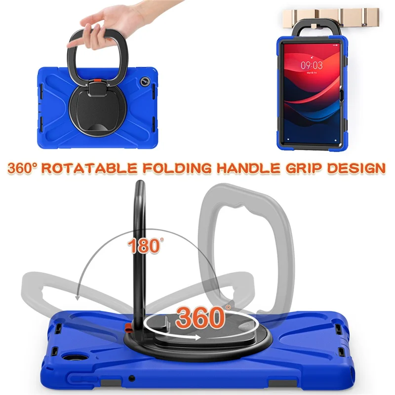 For Lenovo Tab M11 / Xiaoxin Pad 11 2024 TB-330FU 331FC Case Kickstand PC+Silicone Tablet Cover - Blue+Black