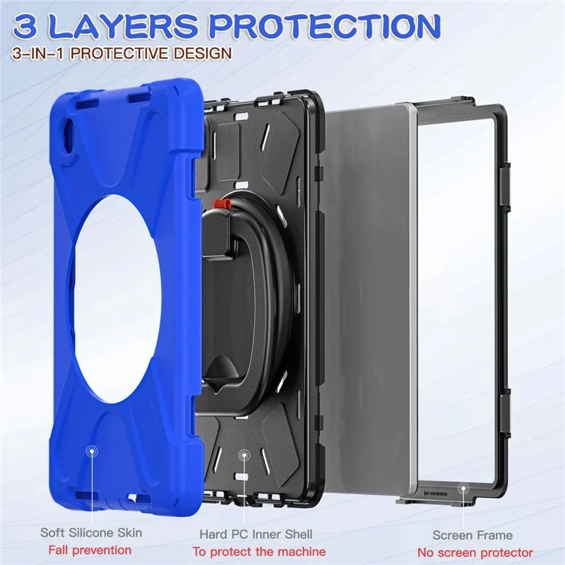 For Lenovo Tab M11 / Xiaoxin Pad 11 2024 TB-330FU 331FC Case Kickstand PC+Silicone Tablet Cover - Blue+Black
