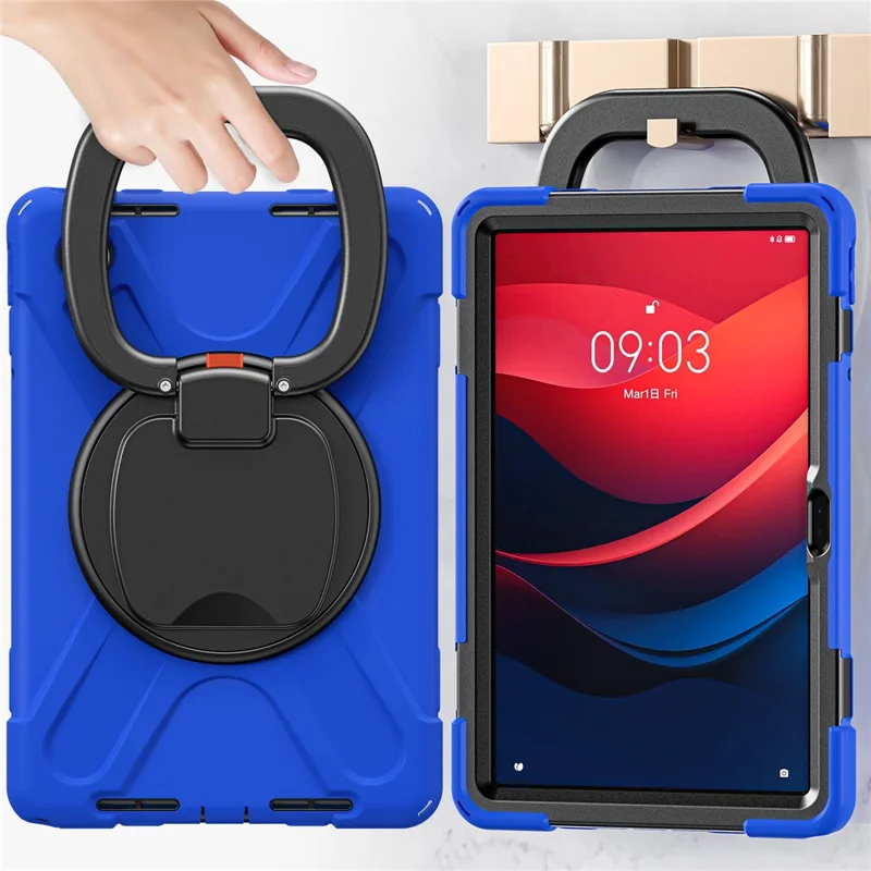 For Lenovo Tab M11 / Xiaoxin Pad 11 2024 TB-330FU 331FC Case Kickstand PC+Silicone Tablet Cover - Blue+Black
