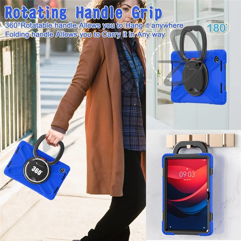 For Lenovo Tab M11 / Xiaoxin Pad 11 2024 TB-330FU 331FC Case Kickstand PC+Silicone Tablet Cover - Blue+Black