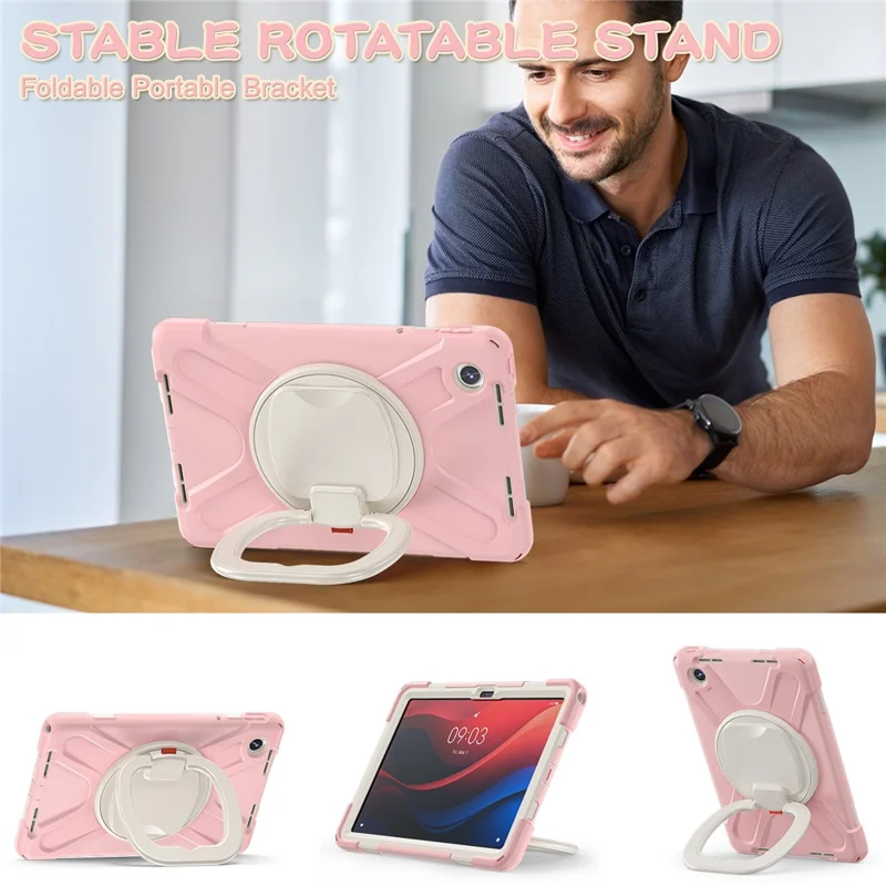 For Lenovo Tab M11 / Xiaoxin Pad 11 2024 TB-330FU 331FC Case Kickstand PC+Silicone Tablet Cover - Pink
