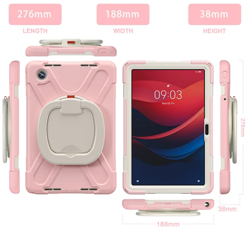 For Lenovo Tab M11 / Xiaoxin Pad 11 2024 TB-330FU 331FC Case Kickstand PC+Silicone Tablet Cover - Pink
