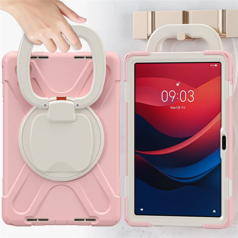 For Lenovo Tab M11 / Xiaoxin Pad 11 2024 TB-330FU 331FC Case Kickstand PC+Silicone Tablet Cover - Pink