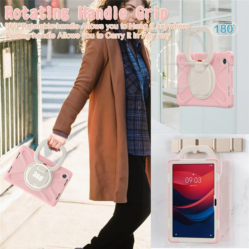 For Lenovo Tab M11 / Xiaoxin Pad 11 2024 TB-330FU 331FC Case Kickstand PC+Silicone Tablet Cover - Pink
