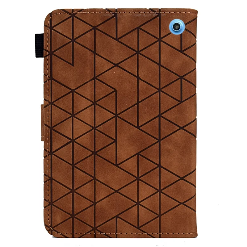 A9 For Amazon Fire HD 10 (2023) Case Card Slots Stand Rhombus Leather Tablet Cover - Brown