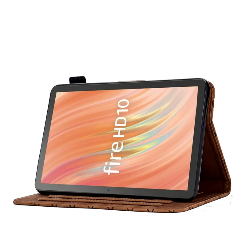 A9 For Amazon Fire HD 10 (2023) Case Card Slots Stand Rhombus Leather Tablet Cover - Brown