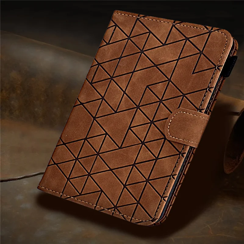 A9 Für Amazon Fire HD 10 (2023) Case Card Slots Stand Rhombus Leder Tablet Cover - Braun