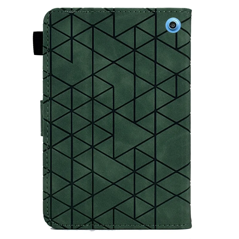 Étui A9 pour Amazon Fire HD 10 (2023) Logements pour cartes Support en cuir de rhombe - Vert