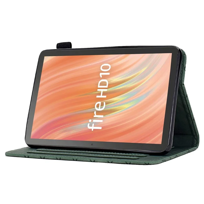 Étui A9 pour Amazon Fire HD 10 (2023) Logements pour cartes Support en cuir de rhombe - Vert