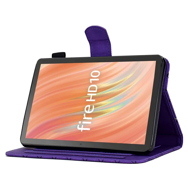 Funda A9 para Amazon Fire HD 10 (2023) Ranuras para tarjetas Soporte Cubierta de Tablet de Cuero con Rombo - Púrpura