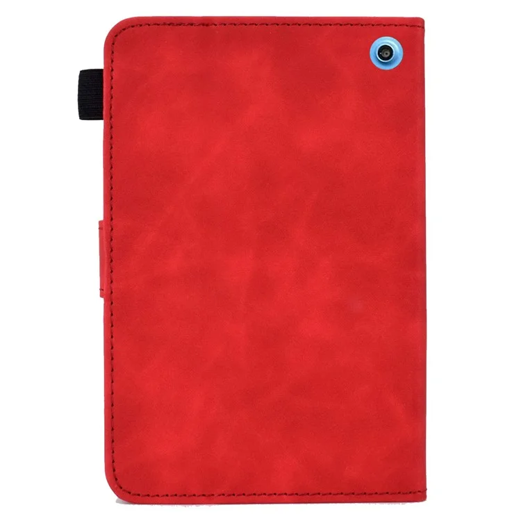 A7 For Amazon Fire HD 10 (2023) Tablet Case Flower Butterfly Imprinted Leather Cover with Card Slots - Red