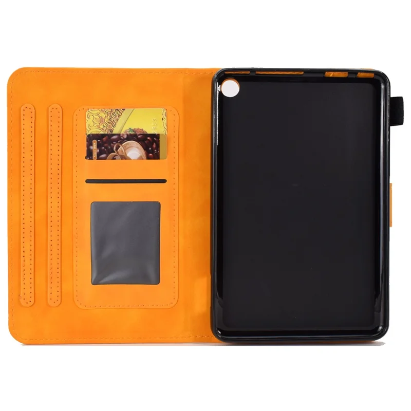 A7 For Amazon Fire HD 10 (2023) Tablet Case Flower Butterfly Imprinted Leather Cover with Card Slots - Khaki
