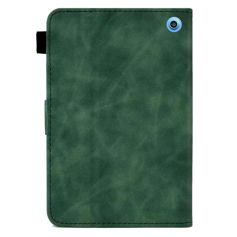 A7 For Amazon Fire HD 10 (2023) Tablet Case Flower Butterfly Imprinted Leather Cover with Card Slots - Green