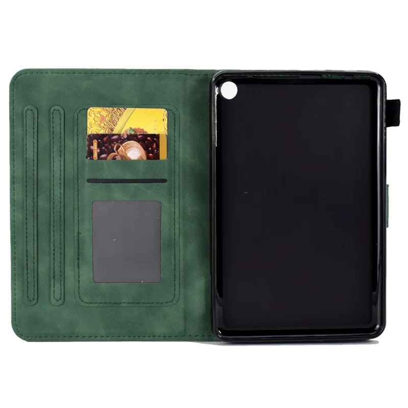 A7 For Amazon Fire HD 10 (2023) Tablet Case Flower Butterfly Imprinted Leather Cover with Card Slots - Green