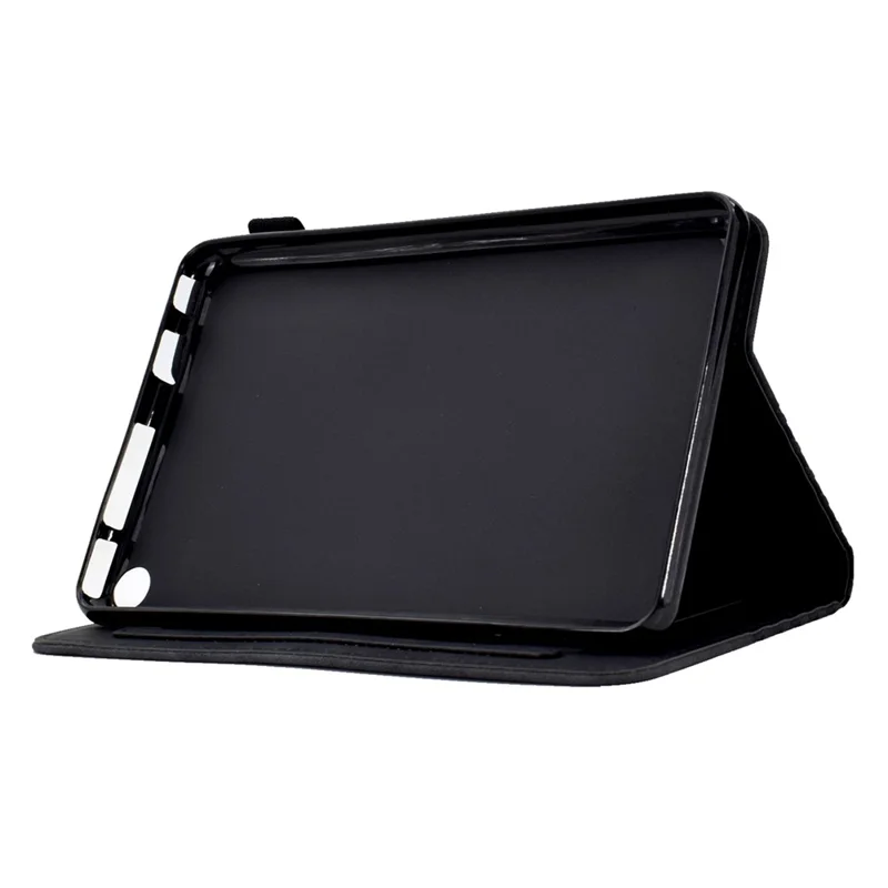 A6 For Amazon Fire HD 10 (2023) Leather Case Block Pattern Imprinted Card Slots Tablet Cover - Black