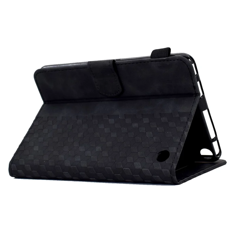 A6 For Amazon Fire HD 10 (2023) Leather Case Block Pattern Imprinted Card Slots Tablet Cover - Black