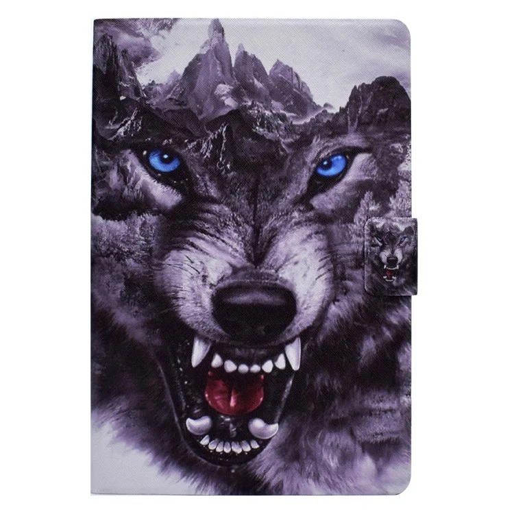 A2 For Amazon Fire HD 10 (2023) Case Pattern Printed PU Leather Tablet Cover with Card Slots - Wolf Dog