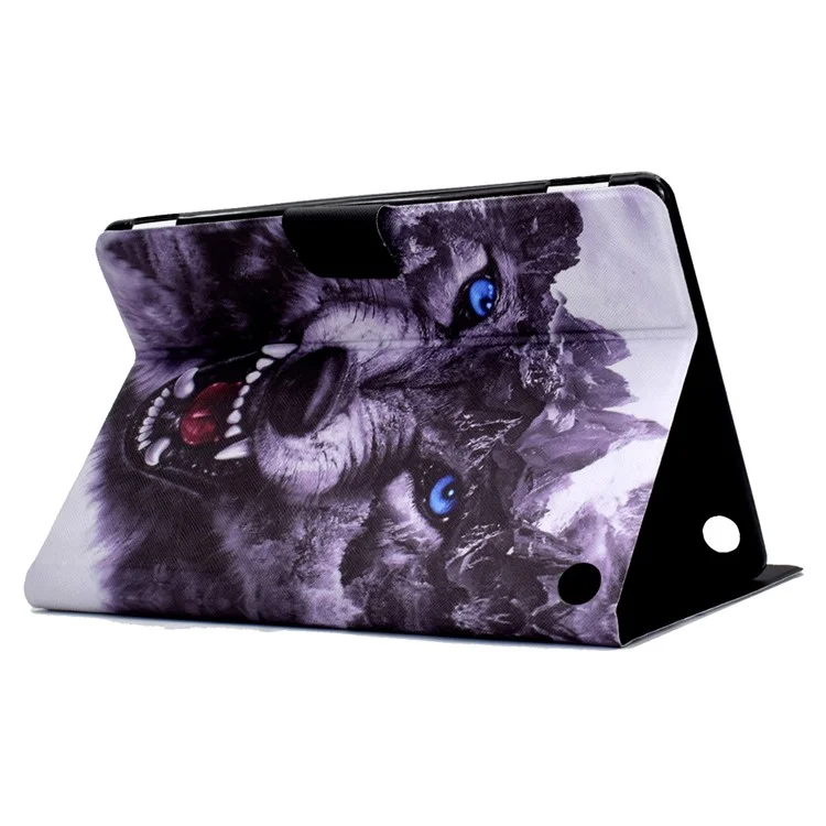 A2 For Amazon Fire HD 10 (2023) Case Pattern Printed PU Leather Tablet Cover with Card Slots - Wolf Dog