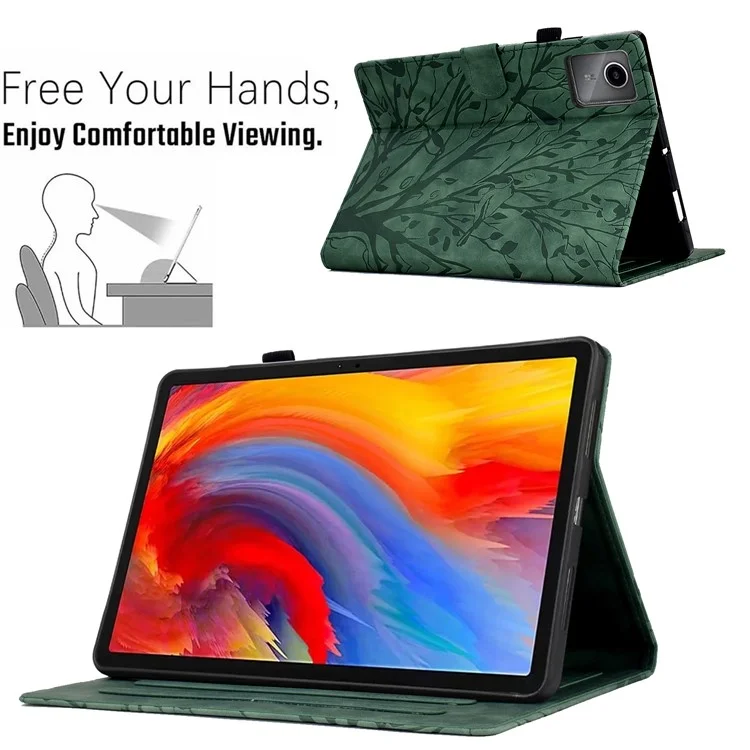 А7 Чехол для Lenovo Tab M11 / Xiaoxin Pad 11 2024 Однотонный цвет Авто Пробуждение / Сон Подставка для планшета - Зеленый 