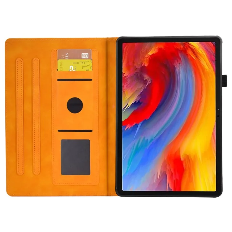 A5 For Lenovo Tab M11 / Xiaoxin Pad 11 2024 Case Block Pattern Imprinted Auto Wake  /  Sleep Tablet Cover - Khaki