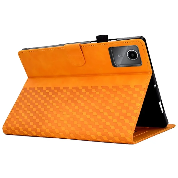A5 For Lenovo Tab M11 / Xiaoxin Pad 11 2024 Case Block Pattern Imprinted Auto Wake  /  Sleep Tablet Cover - Khaki