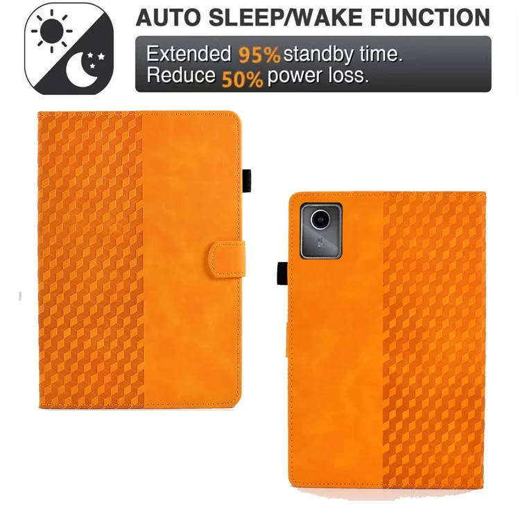 A5 For Lenovo Tab M11 / Xiaoxin Pad 11 2024 Case Block Pattern Imprinted Auto Wake  /  Sleep Tablet Cover - Khaki