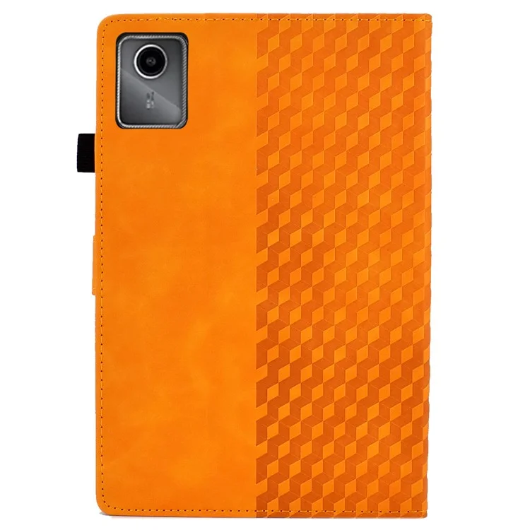 A5 For Lenovo Tab M11 / Xiaoxin Pad 11 2024 Case Block Pattern Imprinted Auto Wake  /  Sleep Tablet Cover - Khaki