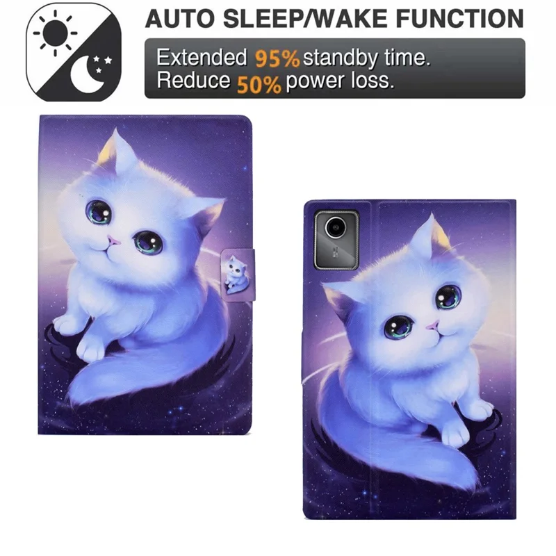 A2 For Lenovo Tab M11 / Xiaoxin Pad 11 2024 Leather Case Pattern Printed Card Slots Tablet Cover - Cat