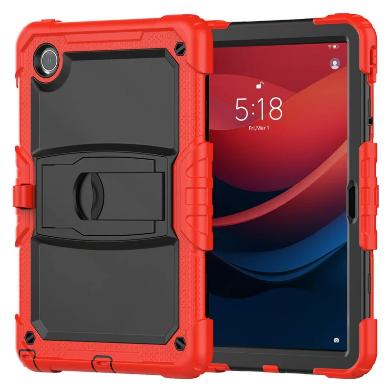 For Lenovo Tab M11 / Xiaoxin Pad 11 2024 Case Kickstand PC+Silicone Anti-drop Tablet Cover - Red