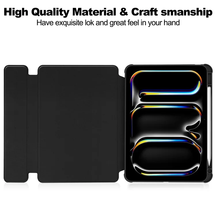 Per iPad Pro 11 (2024) Custodia Rotante Supporto in Pelle+Acrilico Copertura Tablet (senza Tastiera) - Nero