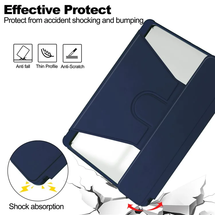 For iPad Pro 11 (2024) Case Leather+Acrylic Stand Tablet Cover with Bluetooth-compatible Keyboard - Dark Blue
