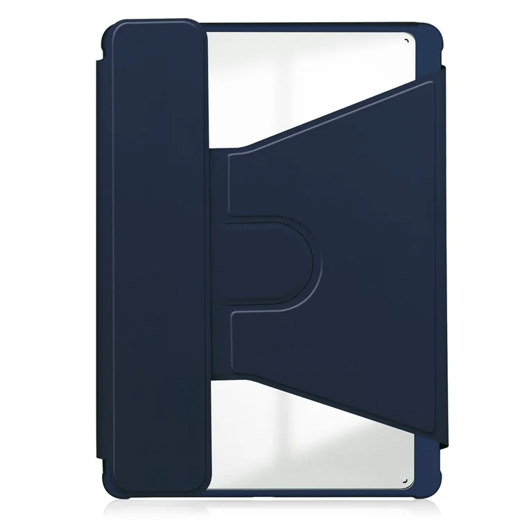 For iPad Pro 11 (2024) Case Leather+Acrylic Stand Tablet Cover with Bluetooth-compatible Keyboard - Dark Blue