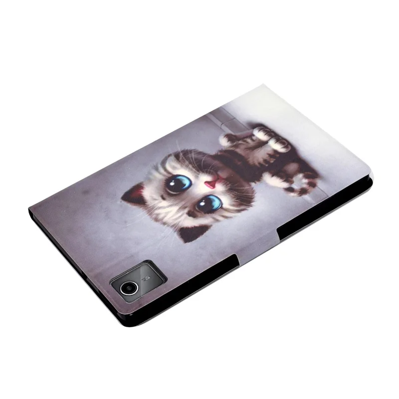 For Lenovo Tab M11 / Xiaoxin Pad 11 2024 Case Card Holder Pattern Leather Tablet Cover - Kitten