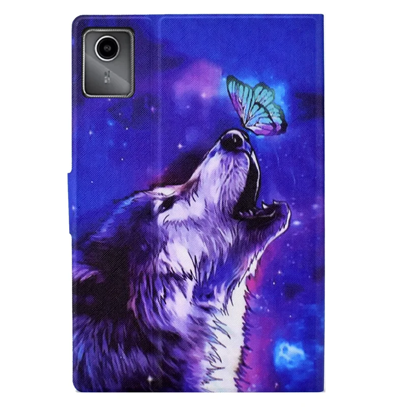 For Lenovo Tab M11 / Xiaoxin Pad 11 2024 Case Card Holder Pattern Leather Tablet Cover - Butterfly and Wolf
