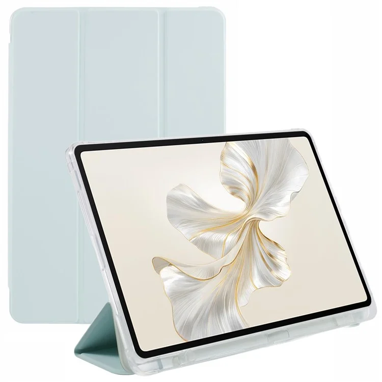 Capa Para Honor Pad 9 Tri-fold Stand Leather Tablet Cover com Slot para Caneta - Matcha Green