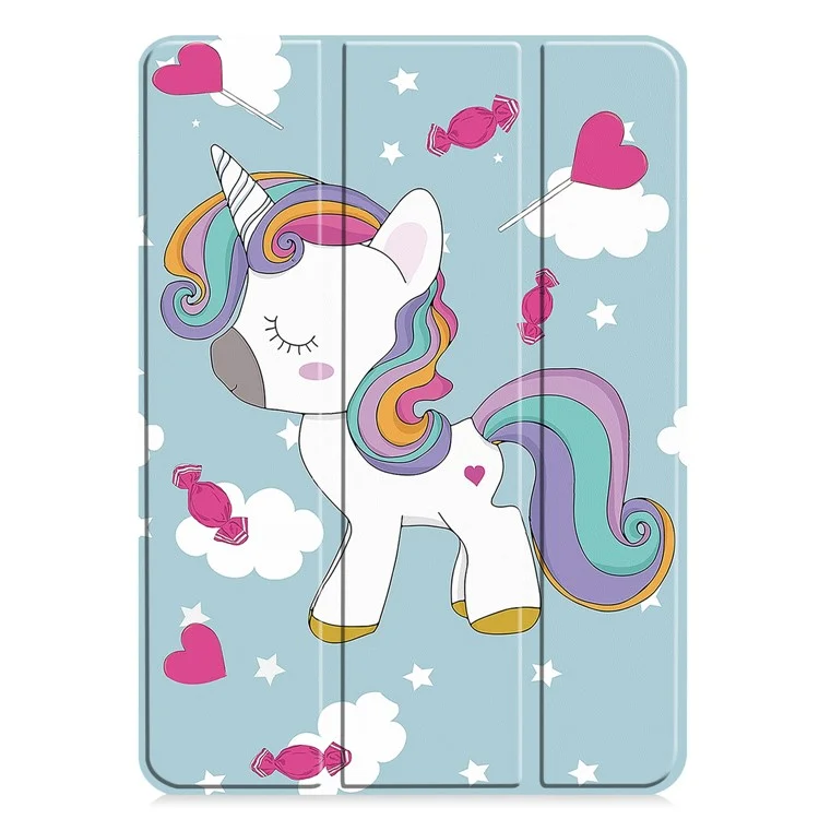 Pour iPad Pro 11 (2024) Housse Trifold Stand PU Cuir Motif Smart Tablet Couverture - Cheval