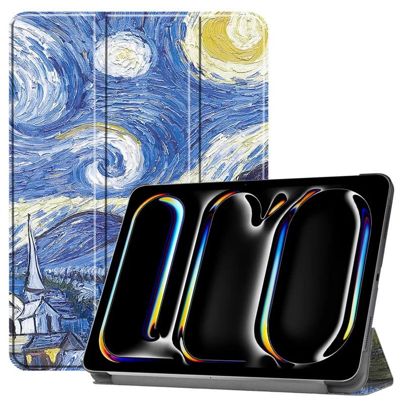 For iPad Pro 11 (2025) / 11 (2024) Case Trifold Stand PU Leather Pattern Smart Tablet Cover - Starry Sky