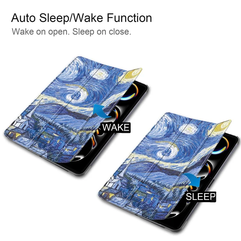 For iPad Pro 11 (2025) / 11 (2024) Case Trifold Stand PU Leather Pattern Smart Tablet Cover - Starry Sky