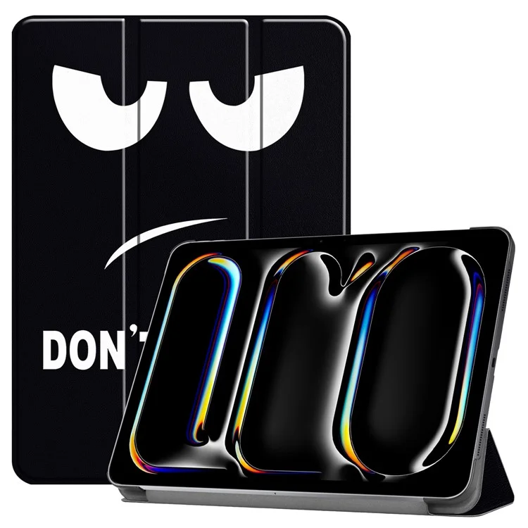 Per iPad Pro 11 (2024) Custodia Trifold Stand PU Leather Pattern Smart Tablet Cover - Non toccarmi