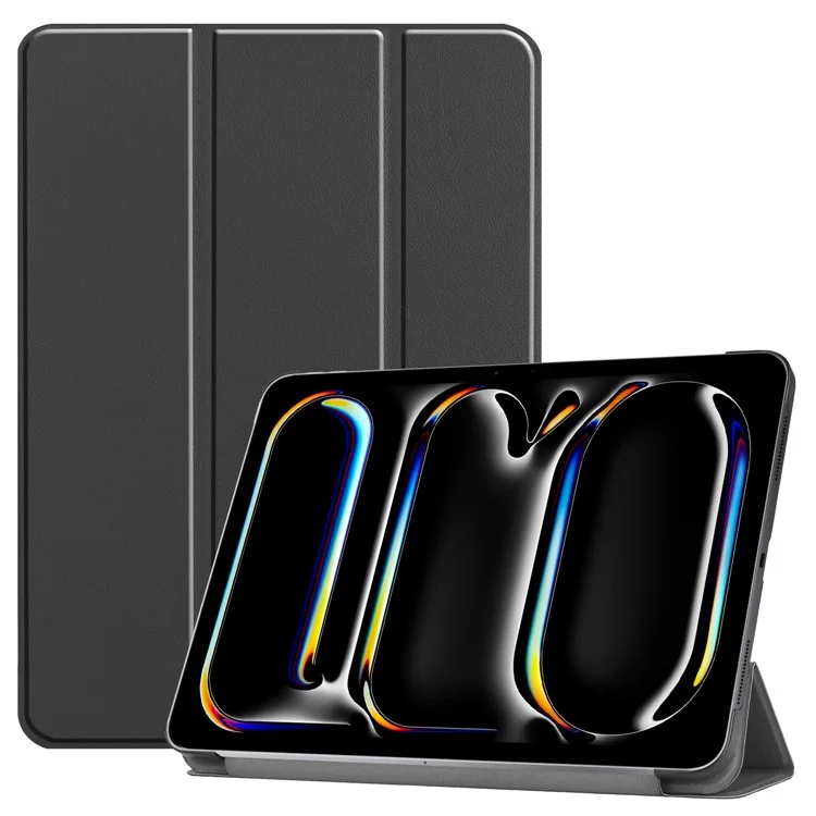 Per iPad Pro 11 (2024) Custodia in PC+PU, Risveglio Automatico/Sospensione, Guscio Tablet con Supporto Trifold - Nero