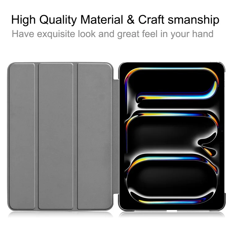 Per iPad Pro 11 (2024) Custodia in PC+PU, Risveglio Automatico/Sospensione, Guscio Tablet con Supporto Trifold - Nero