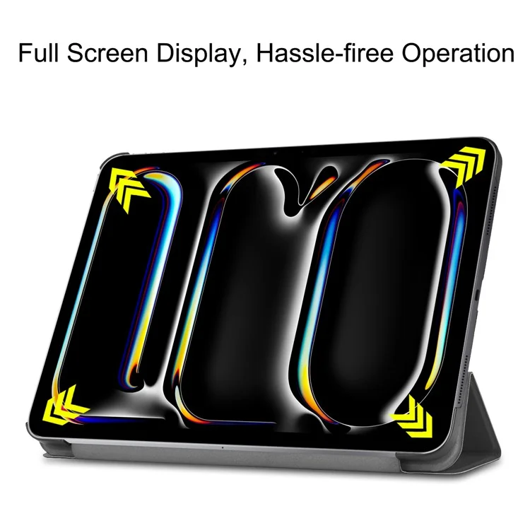 Per iPad Pro 11 (2024) Custodia in PC+PU, Risveglio Automatico/Sospensione, Guscio Tablet con Supporto Trifold - Nero