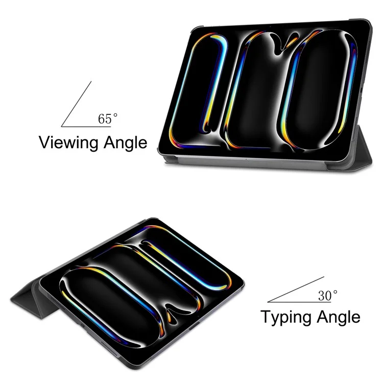 Per iPad Pro 11 (2024) Custodia in PC+PU, Risveglio Automatico/Sospensione, Guscio Tablet con Supporto Trifold - Nero