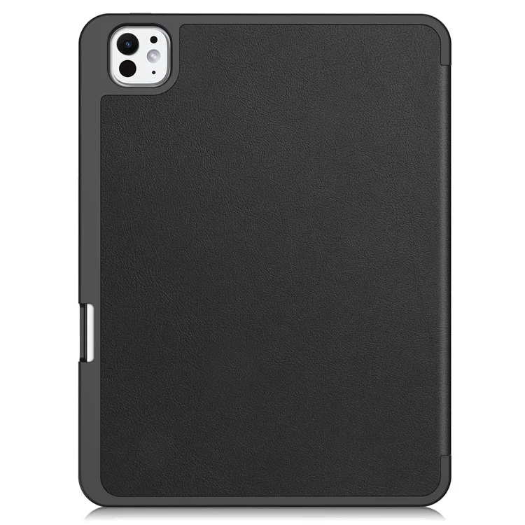 Para iPad Pro 11 (2024) Capa de Couro à Prova de Queda Com Suporte Tri-fold e Slot para Caneta - Preto