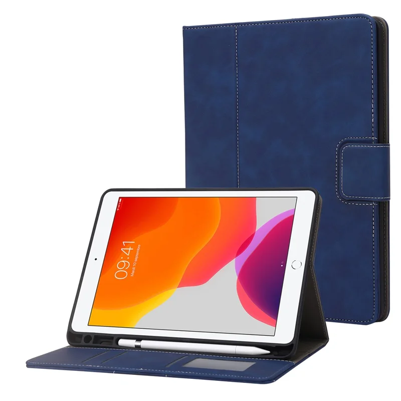 Para iPad Air (2013) / Air 2 / iPad 9.7 polegadas (2017) / (2018) Capa para Tablet Carteira de Couro com Compartimento para Canetas - Azul Escuro