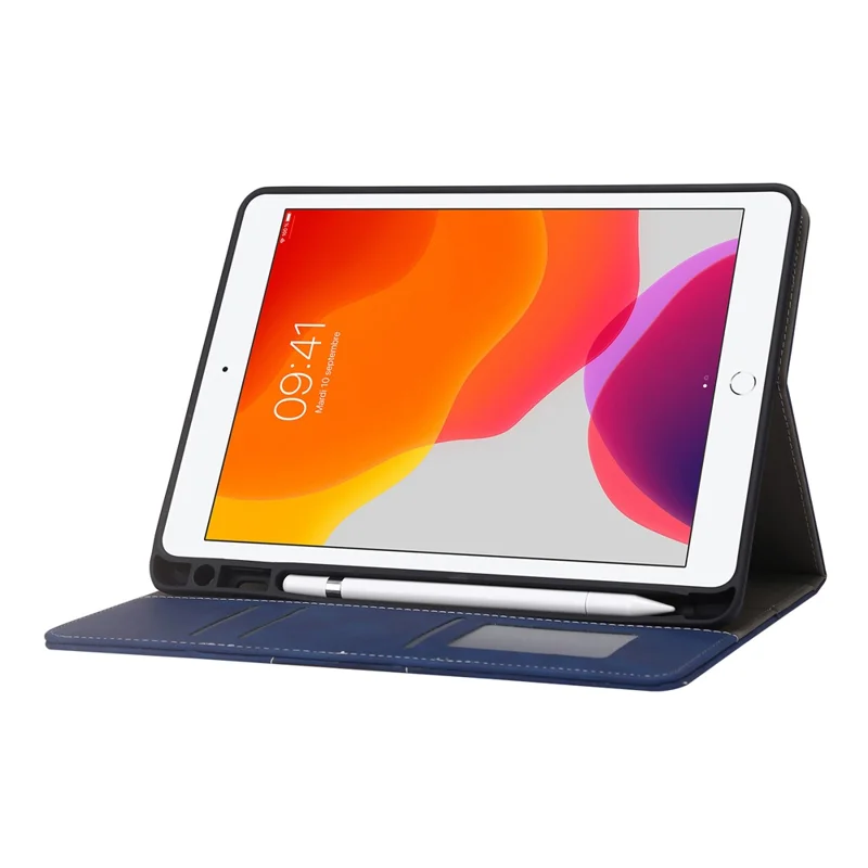 Para iPad Air (2013) / Air 2 / iPad 9.7 polegadas (2017) / (2018) Capa para Tablet Carteira de Couro com Compartimento para Canetas - Azul Escuro