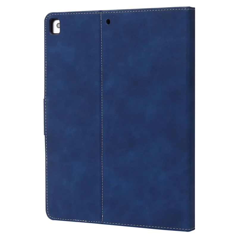 For iPad 10.2 (2021)  /  (2019)  /  (2020)  /  Air 10.5 inch (2019) Case Wallet Calf Texture Tablet Cover with Pens Slot - Dark Blue