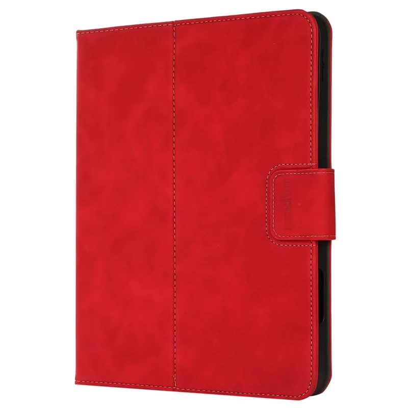 For iPad (2025) / 10.9 (2022) Case Leather Flip Wallet Tablet Cover with Pens Slot - Red